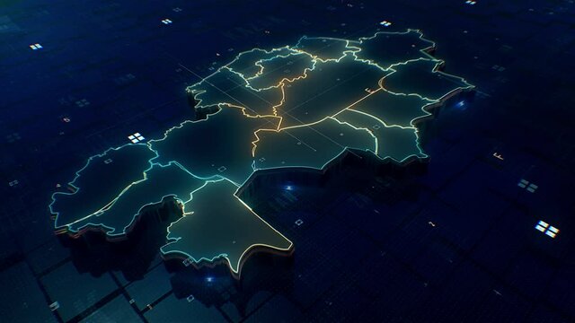 Kazakhstan map 4k loop.