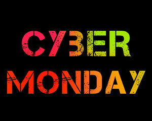 Fototapeta na wymiar Cyber Monday colored rainbow letters. Cyber Monday black background.