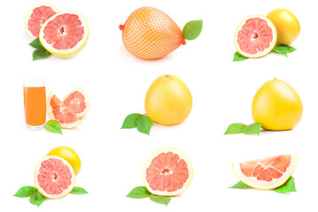 Set of citrus fruit isolated on a white background cutout
