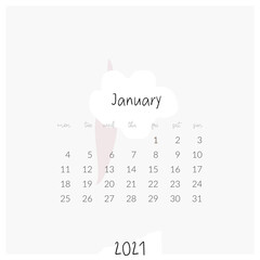  Vector modern template printable 2021 calendar page separate month 