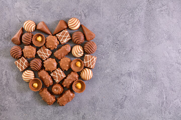 mix of chocolate candies- heart shape