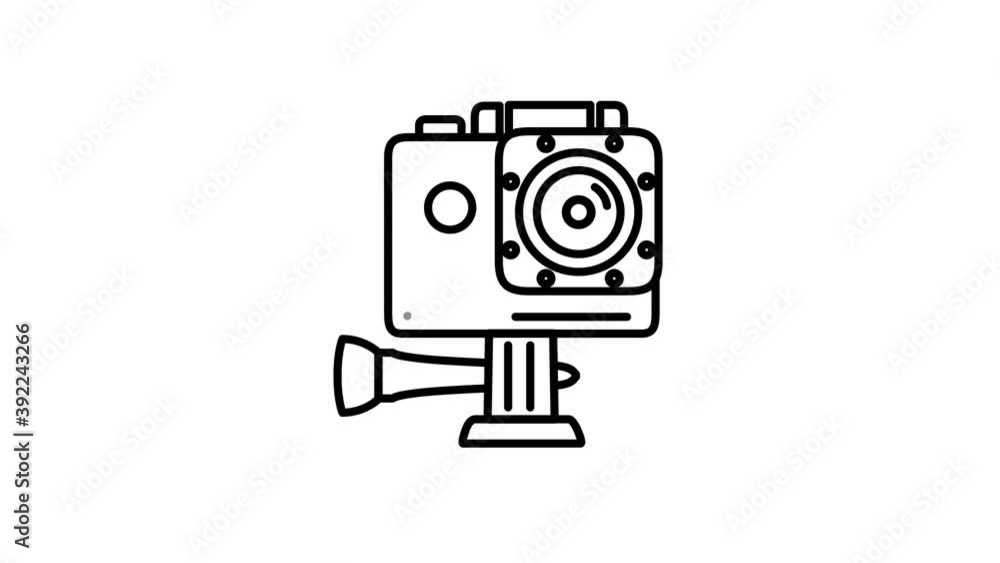 Poster Action Camera line icon on the Alpha Channel
