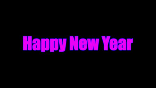 Happy NEW YEAR text animation. 4K video animation for HAPPY NEW YEAR holiday multicolored letters screensaver.