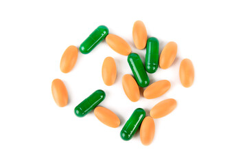 Pills and tablets isolated on white.