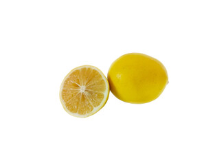 Lemon. Yellow lemon. Cut lemon. Background white ground and lemons.