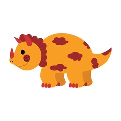 Dinosaur triceratops cute in flat style for designing dino party, children, kids holiday, dinosaurus related materials. For card, poster, wallpaper, banner. Jurassic park theme.