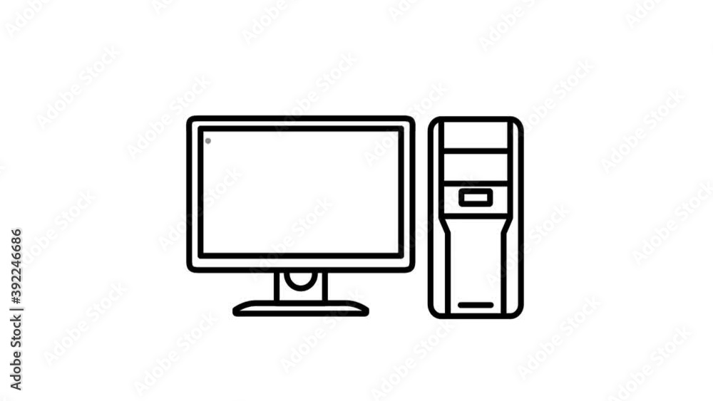 Poster desktop computer line icon on the alpha channel