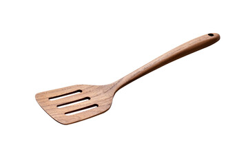 Wooden spatula on white background.