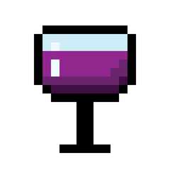 Wine drink pixel art. Vector pixel art.