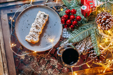 dessert and drink in christmas decoration