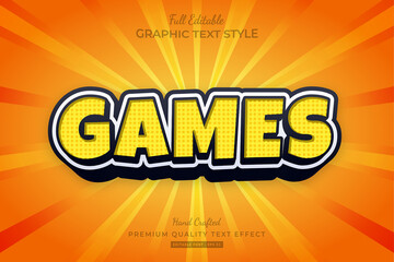 Yellow Games Cartoon Editable Text Effect