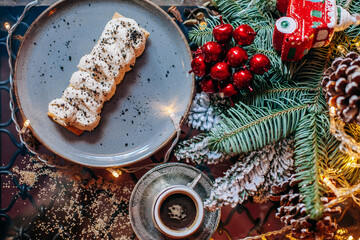 dessert and drink in christmas decoration