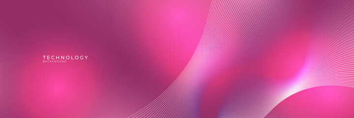 Modern technology banner abstract background with shiny wavy white lines