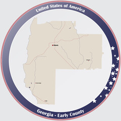 Large and detailed map of Early county in Georgia, USA.
