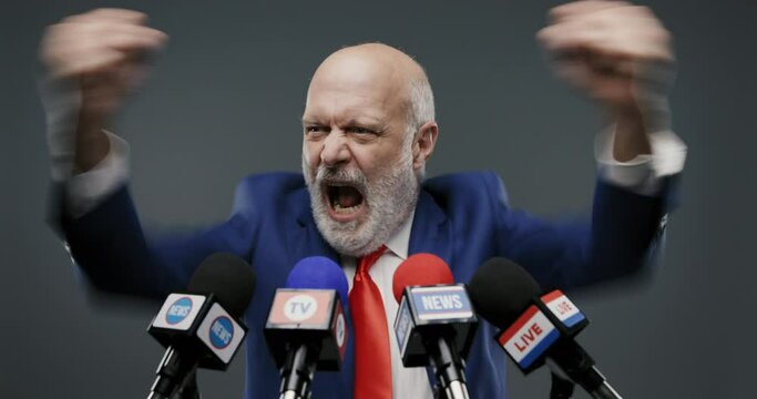 Cheerful politician celebrating his victory