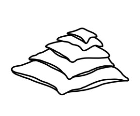 Mountain from pillows on a white background. Sketch. Vector illustration.