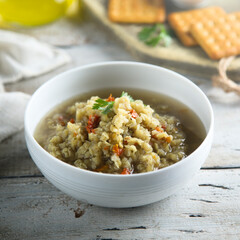 Homemade lentil soup with vegetables