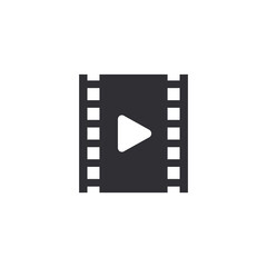 Movie sign. Cinema icon. Video icon. Film icon. Play video. Video codec. Logo template. Play icon. Film strip. Movie house.  