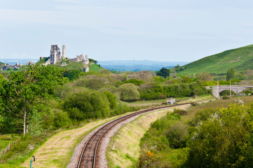 Fototapeta na wymiar Corfe Castle, Dorset, England