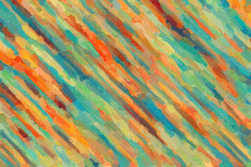 Orange, red and blue lines large color variation impasto background, digitally created.