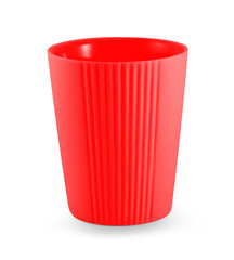 empty cup on white background.