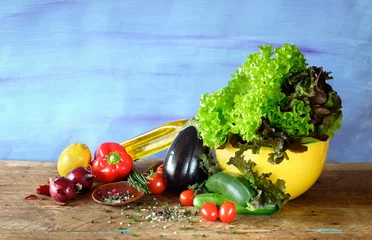 Gardinen Fresh ingredients for salad,various vegetables,organic food, healthy eating concept, good copy space © Kirsten Hinte