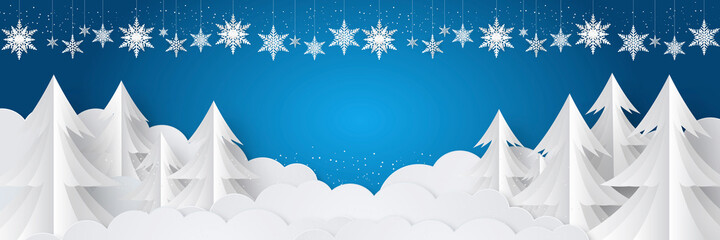 Obraz premium Christmas white background with christmas balls and decoration papet cut style - 3d rendering