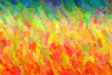 Orange, yellow and green waves oil paint with big brush background, digitally created.