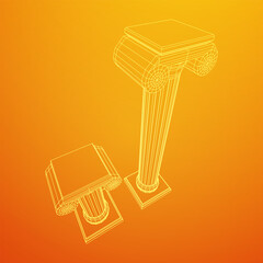 Greek ionic column. Ancient pillars.