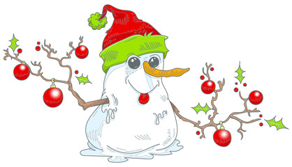 Bonhomme de neige décoré pour Noël