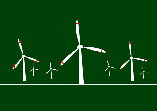 Eine Illustration eines Windparks mit Windkraftanlagen