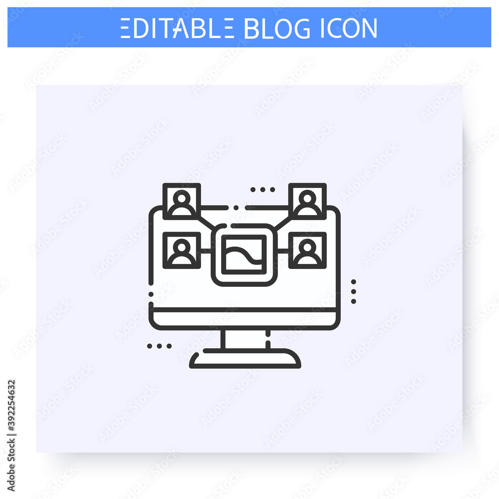 Aufkleber sharing content line icon. blogging and broadcasting. social networking. content management. interne