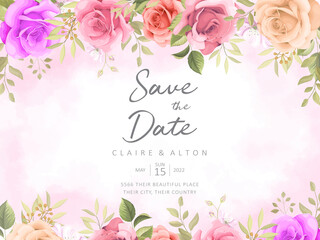 Fototapeta na wymiar Floral wedding invitation template