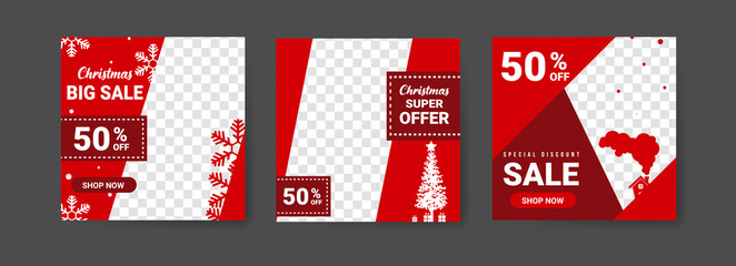 Social media post templates for digital marketing and sales promotion on christmas and new year. fashion advertising. Offer social media banners. vector photo frame mockup illustration