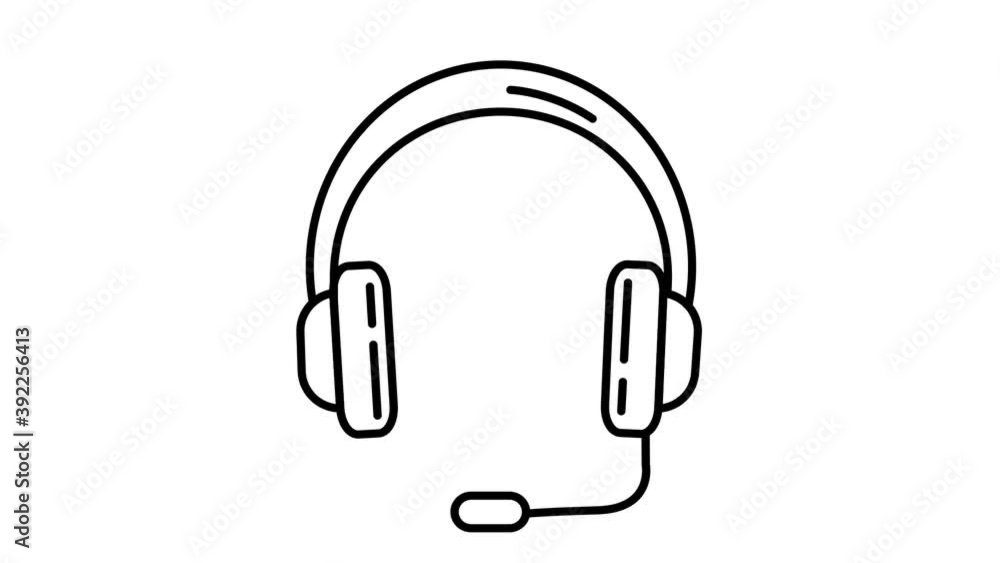 Poster headset line icon on the alpha channel