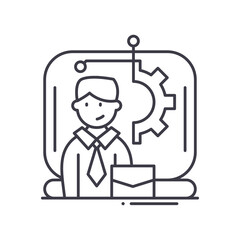 Business and management icon, linear isolated illustration, thin line vector, web design sign, outline concept symbol with editable stroke on white background.