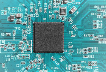 microcircuit background with copy space, macro technology