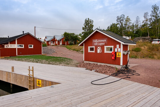 a gas station on the shore of Lappo island in Finland, fuel for yachts and boats and motor boats.