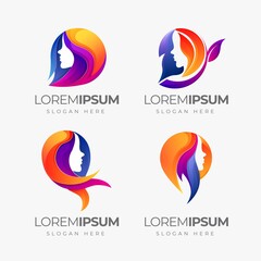 colorful woman logo design	