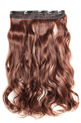 single piece clip in wavy claret synthetic human hair extensions 