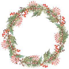 Watercolor hand drawn Christmas Theme Frame for cards invitations etc