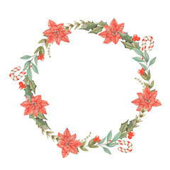 Watercolor hand drawn Christmas Theme Frame for cards invitations etc