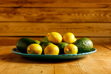 Vegetables and fruits on the table in the morning light of the morning sun on a beautiful autumn day