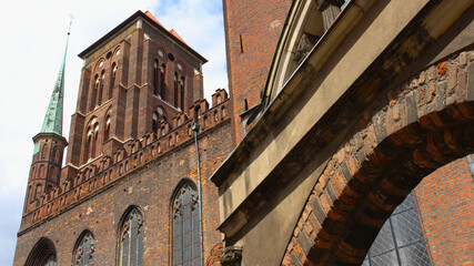 Cathedral with Brick Walls in Gdansk, Poland