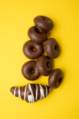 croissant and bagel with chocolate