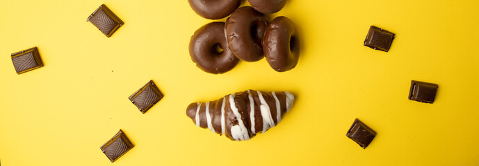 croissant and bagel with chocolate