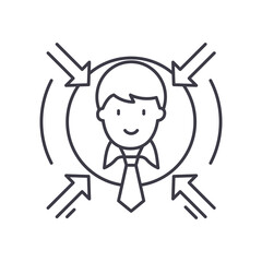 Business focus icon, linear isolated illustration, thin line vector, web design sign, outline concept symbol with editable stroke on white background.