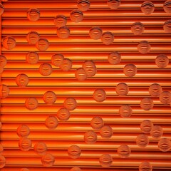 shades of orange colored metal security shutters transformed into intricate patterns and designs
