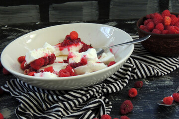 ice cream with raspberry jam