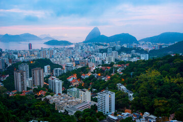 Rio de Janeiro before Sunrise, view with the Sugarloaf Mountain